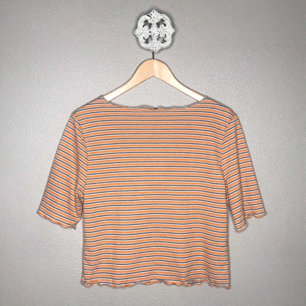 TOPSHOP Striped Ruffled Tee - Picture 6 of 7